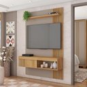 Ver imagem 3 de Painel Selina Ripado para Tv até 45 com Porta de Correr e Prateleira Mdp Buriti/fendi G11 - Gran Bel