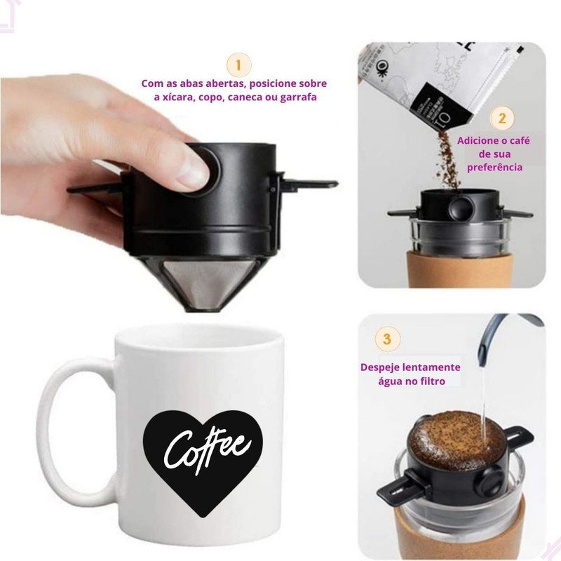 Mini Filtro de Café Chá Portátil Coador Individual + Colher Medidora - 2