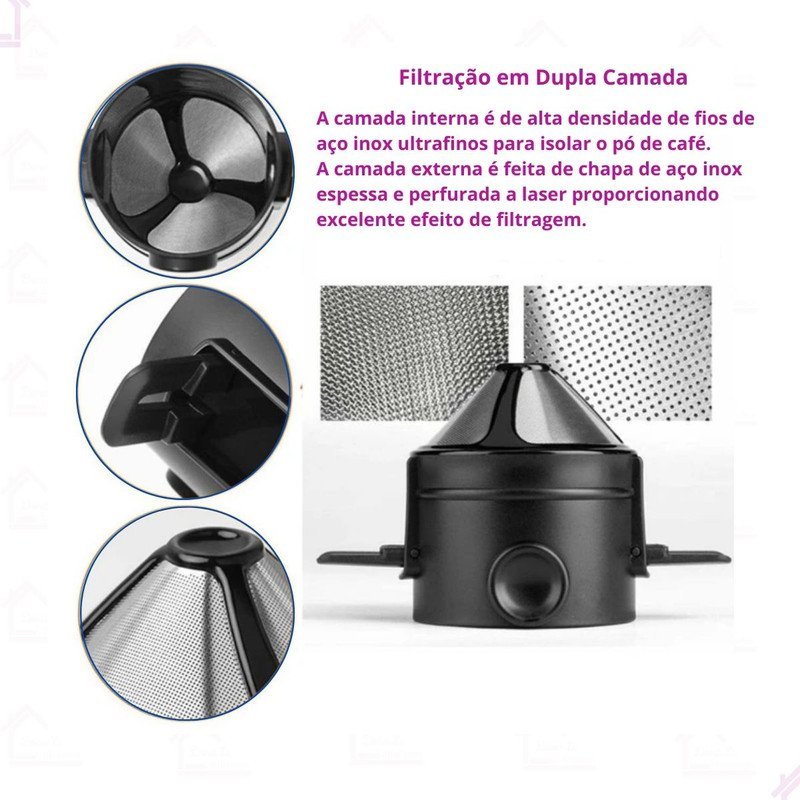 Mini Filtro de Café Chá Portátil Coador Individual + Colher Medidora - 3