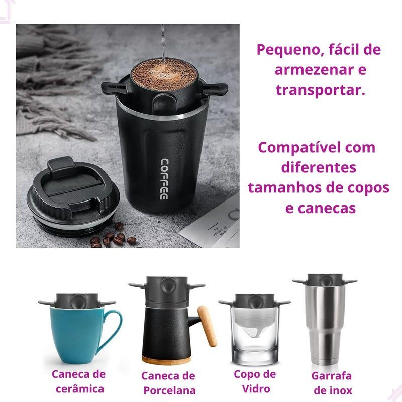 Mini Filtro de Café Chá Portátil Coador Individual + Colher Medidora - 5