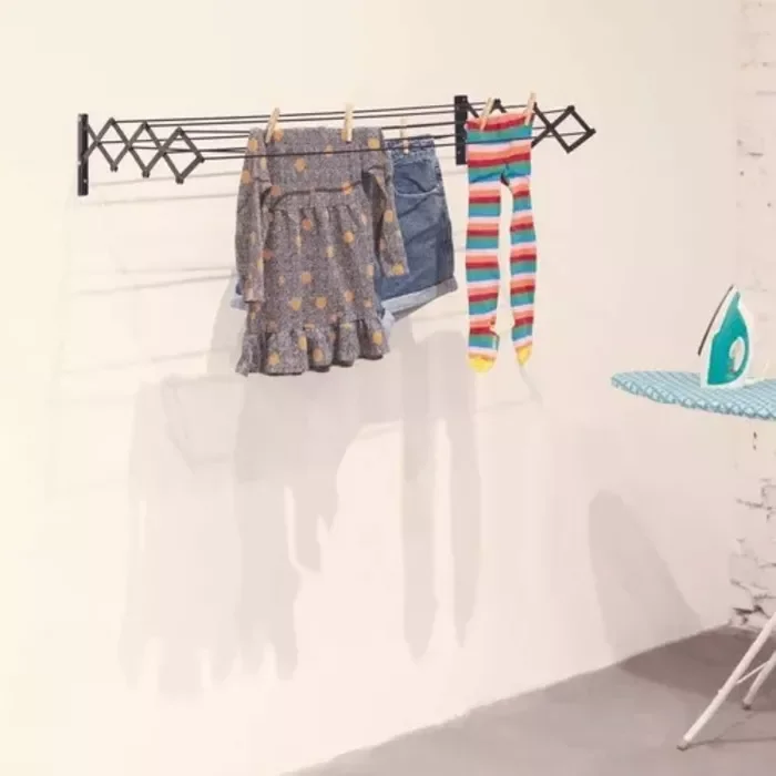 Varal Sanfonado de Parede Retrátil 1 Metro em Aço - Mor Cor Preto - 4