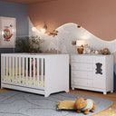 Ver imagem 1 de Berço Americano 3 em 1 com Cômoda 1 Porta 4 Gavetas Fofura Multimóveis Mp4724 Branco