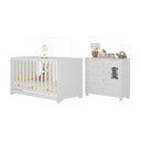Ver imagem 2 de Berço Americano 3 em 1 com Cômoda 1 Porta 4 Gavetas Fofura Multimóveis Mp4724 Branco