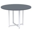 Ver imagem 1 de Mesa de Reunião Redonda P25 Pandin 110 Cm (largura) Tampo Mdp Grafito Pé Aço Tubular Branco