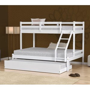 Treliche com Cama Casal Dreams Madeira Maciça Branco Megamobilia