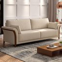 Ver imagem 2 de Sofá Living 3 Lugares 222cm Pés Madeira Roya M22 Linho Cru - Mpozenato