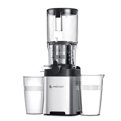 Amzchef Juicer Pressão Fria 200w com Boca de 5.2" para Frutas Inteiras (prata)