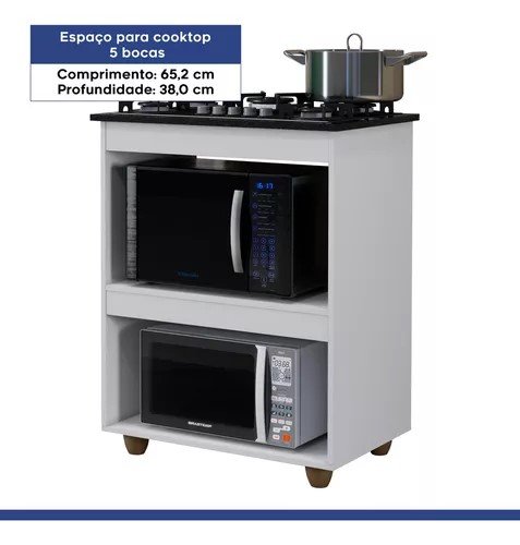 Balcão para Cooktop 5 Bocas 2 Nichos para Forno Turim - 2