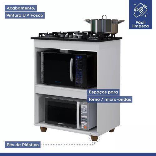 Balcão para Cooktop 5 Bocas 2 Nichos para Forno Turim