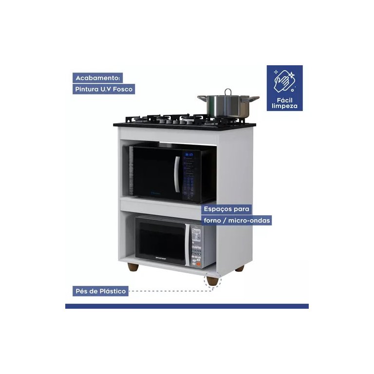 Balcão para Cooktop 5 Bocas 2 Nichos para Forno Turim