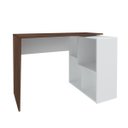 Ver imagem 1 de Mesa Escrivaninha em L com Nichos Duran Ipê/Branco
