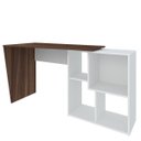 Ver imagem 5 de Mesa Escrivaninha em L com Nichos Duran Ipê/Branco