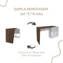 Ver imagem 4 de Mesa Escrivaninha em L com Nichos Duran Ipê/Branco