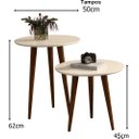 Ver imagem 2 de Kit 2 Mesas Sala Retrô Pés Palito, Lateral e Apoio Georgia - Off White - Comprar Moveis em Casa