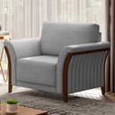 Ver imagem 2 de Kit 2 Poltronas Decorativas Sala de Estar 102cm Pés Madeira Roya M22 Veludo Cinza - Mpozenato