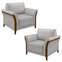 Ver imagem 1 de Kit 2 Poltronas Decorativas Sala de Estar 102cm Pés Madeira Roya M22 Veludo Cinza - Mpozenato