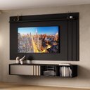 Ver imagem 1 de Conjunto Rack e Painel para TV 160cm 180cm MDP Preto Móveis Carraro