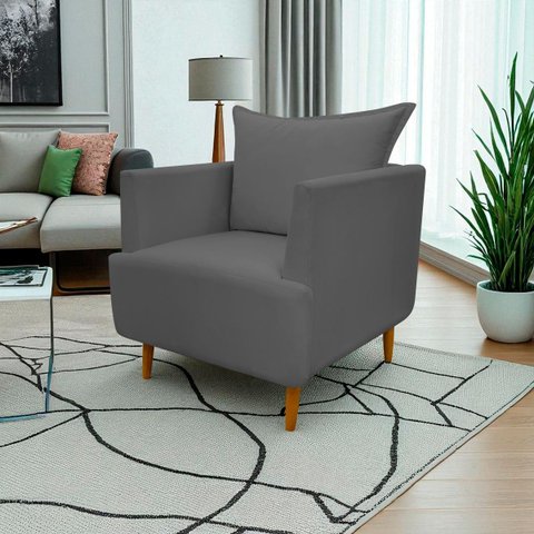 Poltrona Decorativa para Sala Recepção Escritório Consultório Reforçada Eliza Tecido Suede