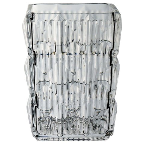 Vaso Decorativo de Cristal Transparente 18x12x12cm Enfeite Sala Mesa Estante