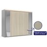 Guarda-Roupa com Espelho e LED 6 Portas Inovação Cinza com Ripado Off White - Gelius Móveis - 3