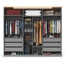 Ver imagem 6 de Guarda-roupa com Espelho e Led 6 Portas Inovação Cinza com Ripado Off White - Gelius Móveis