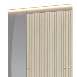 Guarda-Roupa com Espelho e LED 6 Portas Inovação Cinza com Ripado Off White - Gelius Móveis - 4