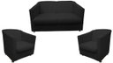 Ver imagem 1 de Kit Namoradeira + 2 Poltronas Decorativa Biane Couro Preto Pés Cromado Mz Decor