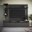 Ver imagem 1 de Estante para TV e Home Theater até 65 Polegadas com 200cmx183cm Led 3200 Cristaleira Cinza Grafite