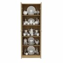 Ver imagem 5 de Kit 2 Cristaleiras Multiuso com 4 Portas de Vidro e 8 Prateleiras Marrom/Amendoa