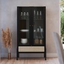 Ver imagem 4 de  cristaleira 2 Portas Vidro 1 Gaveta 83cm Palhinha Pé Madeira Oslo Artesano | Nero - Artesano Home