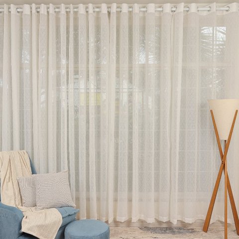 Cortina para Quarto ou Sala Boil Veneza Tecido Transparente para Varão 4,00 X 2,50 Bene Tu