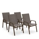 Ver imagem 1 de Kit 4 Cadeira Riviera Piscina Alumínio Marrom Tela Fendi