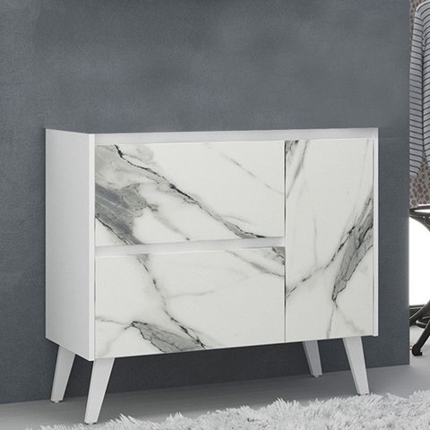 Gabinete de Banheiro 90cm sem Cuba Ref 910 Cewal - Branco/thassos