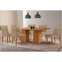 Ver imagem 1 de Conjunto: Mesa Sala Jantar Maldivas C/ Tampo Madeirado Canto Curvo 180x90cm e 6 Cadeiras Dakota