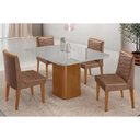 Ver imagem 4 de Conjunto: Mesa Sala Jantar Maldivas Tampo c/ Vidro Curvo 90cm+4 Cadeiras Maldivas Madeira Naturale/