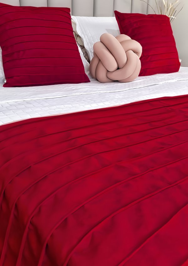 Peseira Drapeada Line Dupla Face em Veludo Cama King Cor:Vermelho - 1