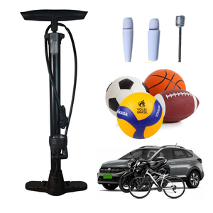 Bomba de Ar Manual para Encher Pneus com Manômetro 2 Bicos Carro Moto Bóias Bike Preto Snel Home