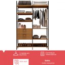 Ver imagem 3 de Closet Marselha 100% Mdf 2 Gavetas 8 Prateleiras Freijó/preto - Panorama Móveis