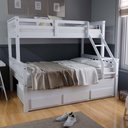 Ver imagem 1 de Beliche com Cama de Casal e Cama Auxiliar Madeira Macica Branco Housin CS2125-01