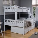 Ver imagem 2 de Beliche com Cama de Casal e Cama Auxiliar Madeira Macica Branco Housin CS2125-01
