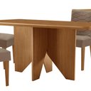 Ver imagem 4 de Mesa Evora 120 Mdf Canto Copo e com 4 Cadeiras Safira Veludo Capuccino-naturalle-naturalle
