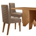 Ver imagem 5 de Mesa Evora 120 Mdf Canto Copo e com 4 Cadeiras Safira Veludo Capuccino-naturalle-naturalle
