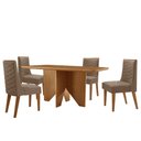 Ver imagem 3 de Mesa Evora 120 Mdf Canto Copo e com 4 Cadeiras Safira Veludo Capuccino-naturalle-naturalle