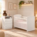 Ver imagem 1 de Quarto de Bebê com Berço e Cômoda 3 Gavetas Confete Multimóveis MP4908 Branco