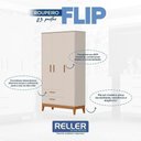Ver imagem 4 de Dormitório Infantil Flip Guarda Roupa 3 Portas, Cômoda 1 Porta e Berço Areia Fosco - Reller Mó