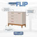 Ver imagem 3 de Dormitório Infantil Flip Guarda Roupa 3 Portas, Cômoda 1 Porta e Berço Areia Fosco - Reller Mó