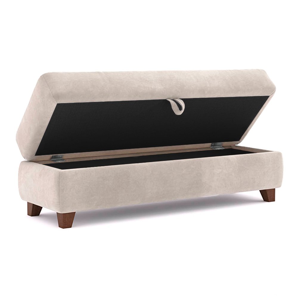 Recamier Calçadeira Bella 120cm Suede Bege- Clique Decorações