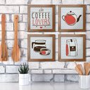 Ver mais imagens de Quadro Cozinha 20x20cm Kit 4 Un Titulos Moldura Ocre