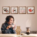 Ver imagem 4 de Quadro Cozinha 20x20cm Kit 4 Un Titulos Moldura Ocre