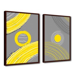 Quadro Decorativo Textura CX Alta Reflexo Abstrato 3un 40x60 - Moldura Madeira - 1